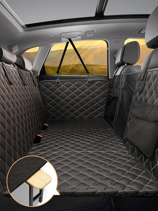 Turosur Dog Car Seat Cover for Back Seat with Hard Bottom Removable Stand Waterproof Dog Hammock for Car Travel Bed Pet Backseat Extender Protector for SUV Small Truck Holds 700 lbs