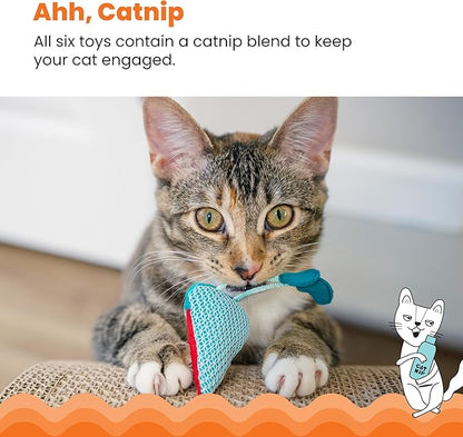Catstages Garden Fur-Ends Interactive Catnip Toys 6 Pk with Feathers, Crinkle