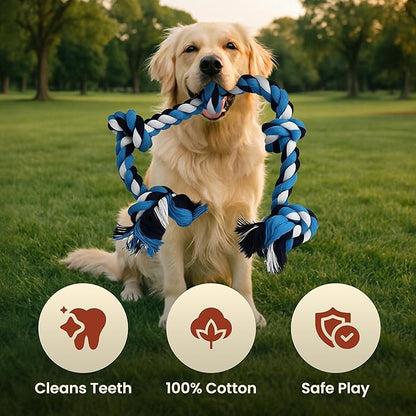 Pup Quartet Dog Rope Toy for Aggressive Chewers – 36-Inch Tug of War Dog Toy – 5-Knot Heavy Duty Rope Toys for Dogs – Virtually Indestructible Chew Toys for Medium & Large Dogs