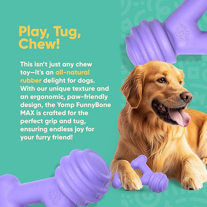 Yomp FunnyBone MAX: All-Natural Rubber Dog Toy, Nontoxic, Safe for Pet Play (Purple)