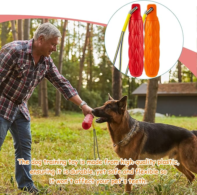 2 Pcs Floating Dog Toys Bumper with Throw Rope Retriever Training Puppy Pool Toys Standard Size Water Interactive Chew Toy for Duck Dog Hunting Training Outdoor Pool Activities
