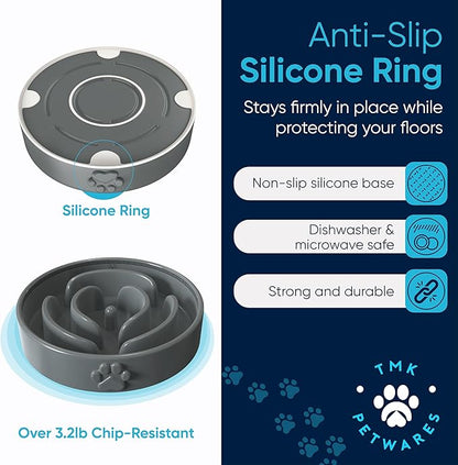Slow Feeder Dog Bowls – Dog Bowl Slow Feeder – Microwaveable Dog Slow Feeder for All Breeds – Lead and BPA-Free Ceramic Pet Bowl – Pet Feeder for Fast Eaters