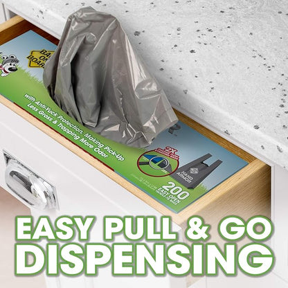 Bags on Board Dog PoopBags - Extra Thick Waste PickupBags with Easy Tie Handles - Easy Dispensing Drawer Pack - 200 Count (Pack of 4)