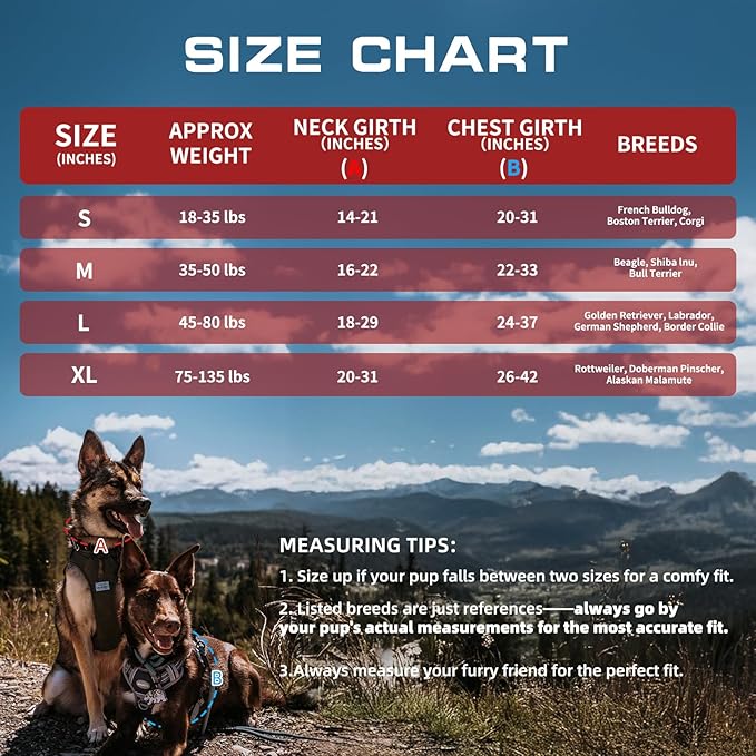 AUROTH Tactical Dog Harness for Large Dogs No Pull Adjustable Pet Harness Reflective K9 Working Training Easy Control Pet Vest Military Service Dog Harnesses Red L