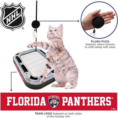 PetsFirst NHL Florida Panthers 5-in-1 Cat Scratcher Toy with Interactive Cat Ball & Bell Tracks