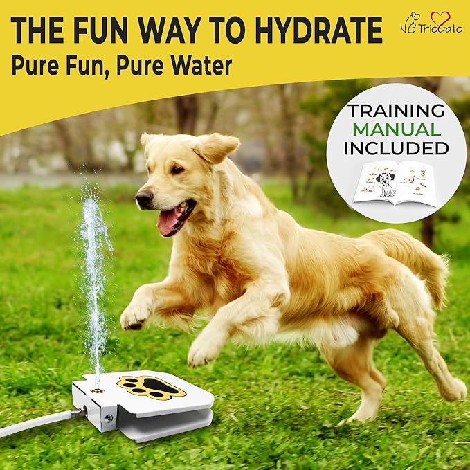 Trio Gato's Outdoor Dog Water Fountain Step On, Dog Sprinkler Paw Activated, Drinking Pet Dispenser, Provides Fresh Water, Sturdy, Easy to Use
