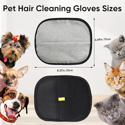 2Pcs Pet Hair Removal Gloves for Cats & Dogs，Reusable Pet Grooming Gloves for Furniture,Cars & Fabrics，Electrostatic Gloves Collect pet Hair in Neat Strips for Easy Clean