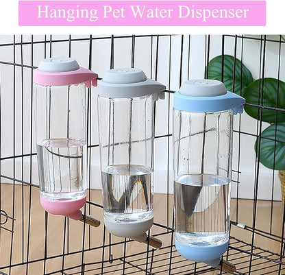 Dog Crate Water Bottle Dispenser - No Drip Cat Kennel Water Dispenser & Cage Water Feeder - Easy-to-Use Water Bottle for Dog Crate - Perfect for Keeping Your Pet Hydrated (Grey)-500ML