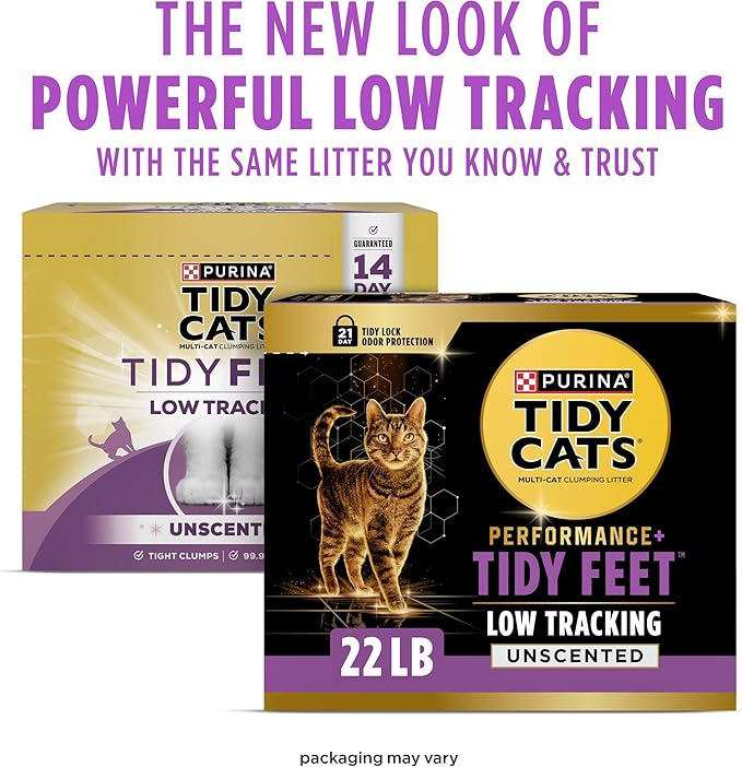 Purina Tidy Cats Performance Plus Feet Unscented Low Tracking, Clumping, Odor Control Kitty Litter   - 22 lb. Box