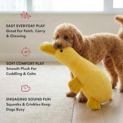 Pet Lou 15 Inch Platypus Plush Dog Chew Toy with Squeakers & Crinkle Paper, Durable Super-Soft Stuffed Promo Dog Toy for Interactive Fetch & Play