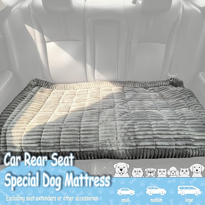 XINYI Dog Car Seat Cover for Back Seat, Dog Bed for Car, Non-Slip Sofa and Travel Pet Mat, Soft and Comfortable, Easy to Clean (Gray, 23.6" x 51.2")