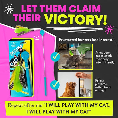 Jackson Galaxy Gotcha! Cat Wand Toy - Interactive Cat Toy, Feather Wand
