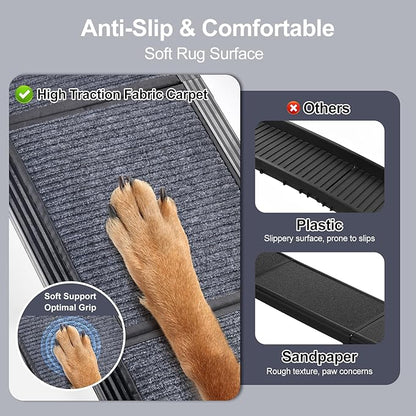 Dog Ramp for Car 63" Long & 17.3" Wide Portable Dog Ramps for Large Dogs with Non-Slip Rug Surface Dog Car Ramp for SUV Car & Truck, Folding Dog Ramp Up to 250LBS