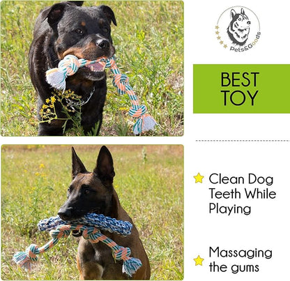 Pets&Goods XL Rope Chew Toys – 4-Pack Durable Cotton Tug & Fetch Set for Medium & Large Dogs – Heavy-Duty Rope Toys for Active Chewers, Washable & Eco-Friendly