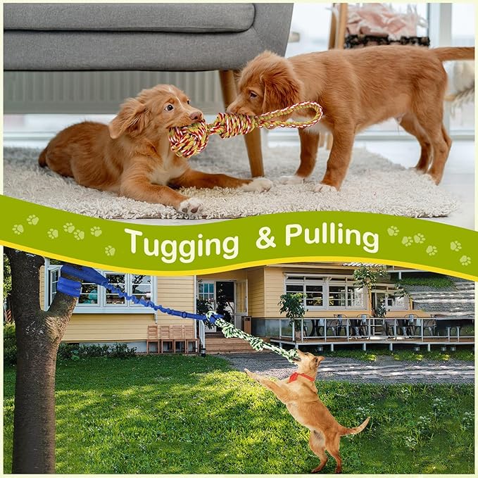 Outdoor Dog Bungee Tug Toy,Interactive Tug of War Toy for Small/Medium/Large Dogs,Tree Tuggerr Toys，Hanging from Tree Toy for Exercise Solo Play (Large)