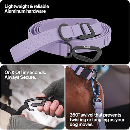 Säker Kelp™ Waterproof Dog Leash – Heavy Duty, Odor-Proof, Adjustable 4–6 ft Long Dog Leash with Twist-Lock Carabiner, 3 Traffic Handles, Hands-Free Option, Aluminum Hardware