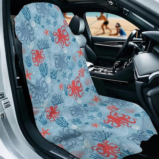 SEANATIVE Cute Octopuses Car Cushion Towels Absorbent Towel for Car Seat Scratch-Resistant Automotive Seat Covers Breathable Sweat Towels for Yoga & Hot Weather Driving
