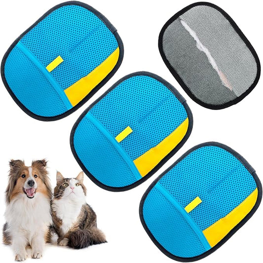3pc Pet Hair Removal Gloves, Reusable Cats & Dogs Pet Hair Removal Tool,Efficient Pet Hair Removal Electrostatic Gloves is Suitable for Clothes, Sofas, Beds and Carpets (Blue)