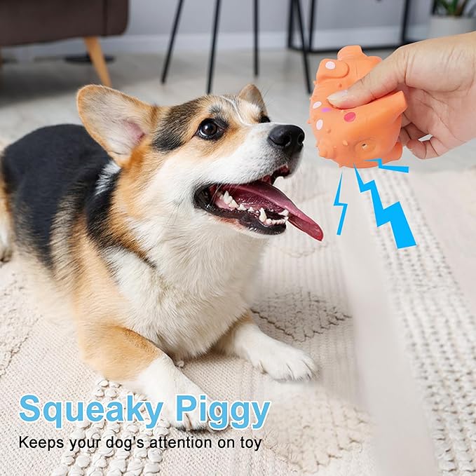 6 Pack Squeaky Pig Dog Toys, Rubber Pig Dog Toys for Puppy, Small, Medium Dogs, 4 Inch Durable Interactive Grunting Latex Squeaky Chew Toys