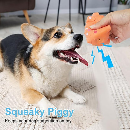 6 Pack Squeaky Pig Dog Toys, Rubber Pig Dog Toys for Puppy, Small, Medium Dogs, 4 Inch Durable Interactive Grunting Latex Squeaky Chew Toys