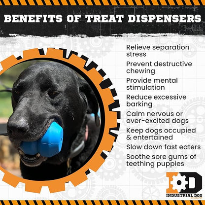 SodaPup Industrial Dog Double Trouble – Durable Dog Treat Dispenser & Chew Toy Made in USA from Non-Toxic, Pet-Safe, Food Safe Natural Rubber for Mental Stimulation, Problem Chewing, Calming & More