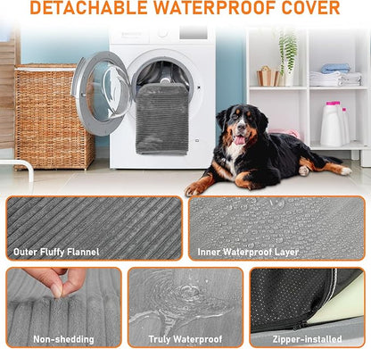 Dog Bed Mat for Car Backseat, Non-Slip Waterproof Car Seat Mat for Dogs & Pets with 2-Inch Thick Foam & Easy Clean Dog Pad Cover Suitable for Travel, Camp, Home (23.5x51in, Grey)