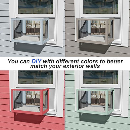 GDLF Cat Window Box, Universal Cat Window Perch Catio with Mosquito Proof, Fits Double Hung Frames 24" to 39.5" Wide, for Sunbathing, Napping & Nature Viewing