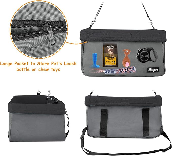 JESPET & GOOPAWS Dog Booster Seats for Cars, Portable Dog Car Seat Travel Carrier with Seat Belt for 24lbs Pets