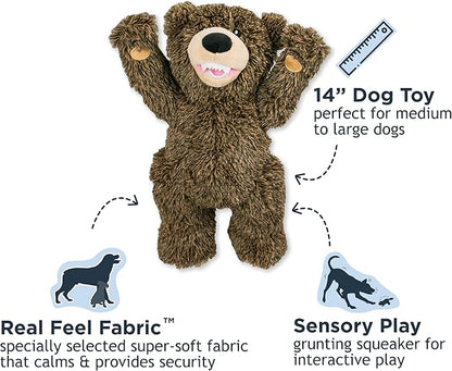 Tall Tails Grizzly Rope Body Dog Toy – Durable Plush Squeaky Dog Toy for Snuggling & Play