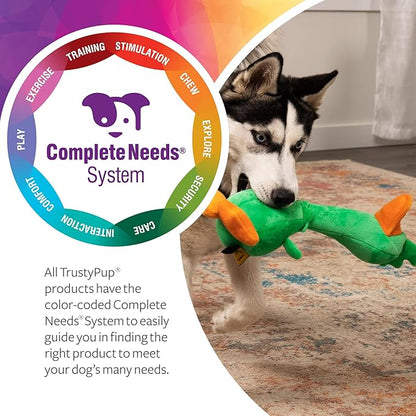 TrustyPup Tough 'N Fun Long Neck Duck Squeaky Plush Dog Toy, Chew Guard Technology - Green, Large