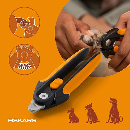 Fiskars Pet Large Nail Clippers, Cat and Dog Nail Trimmers for Grooming, Pet Supplies with Semi-Circular Blade & SoftGrip Handle with Safety Lock, 5.75”, Orange/Black