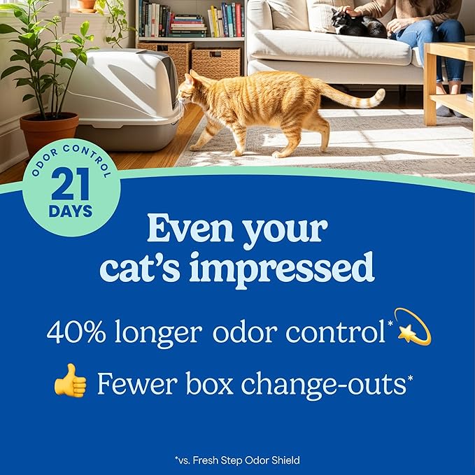 Fresh Step Advanced Ever Fresh Multi Cat Clumping Cat Litter with Febreze Freshness, Low Dust, Odor Control with Ammonia Block Tech, Compatible in Automatic Litter Boxes, 32 lb. (2 x 16 lb.)