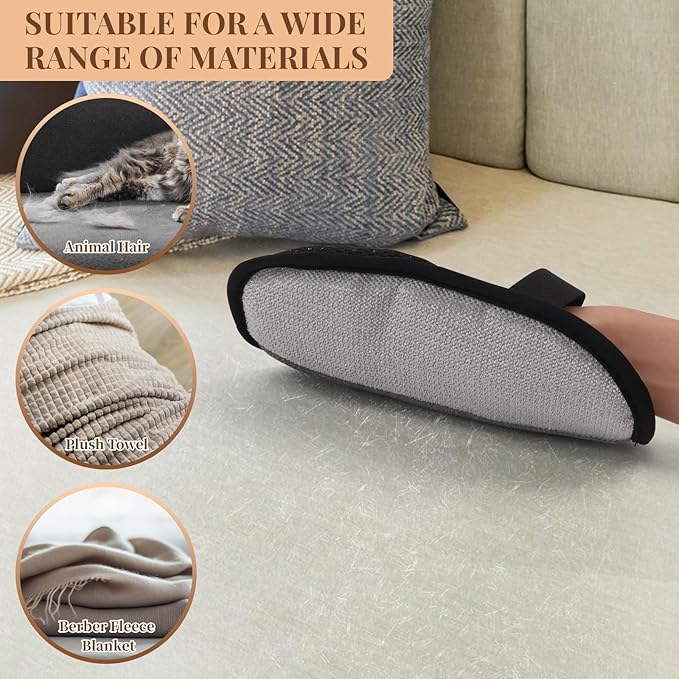 2 Pcs Electrostatic Hair Removal Glove, Reusable Pet Hair Remover Gloves with Tool