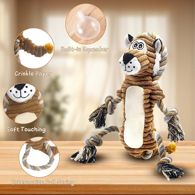 Dog Toys for Large Dog - Plush Squeaky Medium & Small Dog Toys (3pack Monkey & Patypus)