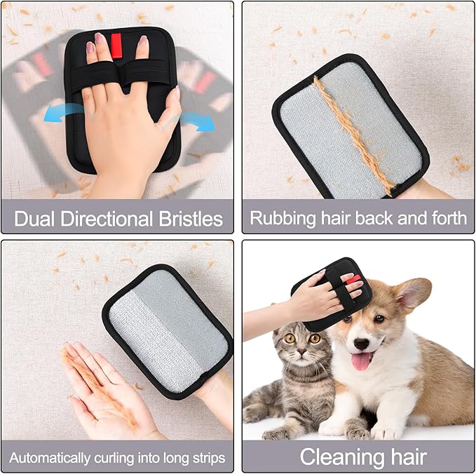 3 Pcs Pet Hair Remover Gloves Reusable Electrostatic Cat Dog Hair Remover Glove Pet Hair Removal Tool for Couch Furniture Curtain Carpet