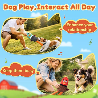 Dog Toys for Aggressive Chewers, 2 Pack No Stuffing Squeaky Dog Toys to Keep Them Busy, Interactive Puppy Toys with Crinkle and Holds a Bottle
