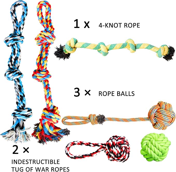 Youngever 6 Pack Large Dog Rope Toys, Chew Toys