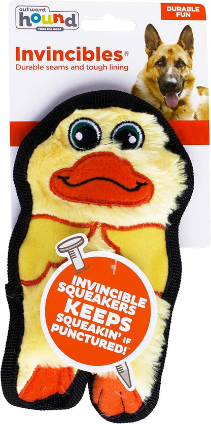 Outward Hound Durablez Minis Stuffing-Free Squeaky Interactive Dog Toy, Tough Plush, Duck, Yellow, XS (Pack of 2)