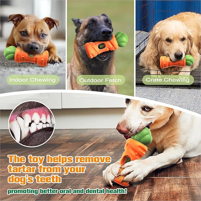 KADTC 2 in 1 Extra-Large Size Durable Dog Bully Stick Holder and Indestructible Carrot Bone Chew Toy for Medium/Large Aggressive Chewers Breed Dogs
