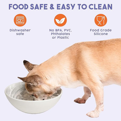 Awoo Wobbowl - Silicone Dog Lick Mat and Slow Feeder Bowl - Dishwasher Safe Pet Dish - Extends Mealtime for Fast Eaters & Reduces Anxiety - for Wet & Dry Food (Periwinkle)
