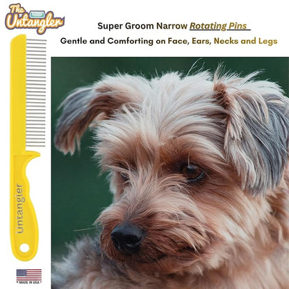 Super-Groom Combs with Smooth Rotating Teeth for Painless Mat Removal (30 Fine-Spaced Teeth, Sun Yellow)