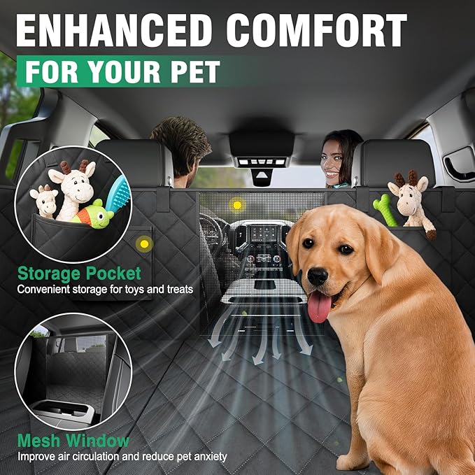 HOCHO Truck Dogs Seat Cover for Back Seat, Upgraded Hard Bottom +65% Space 400LBS Holding Dog Seat Cover Extender for Full Size Truck/SUV F150 Silverado RAM1500 GMC Tundra Titan