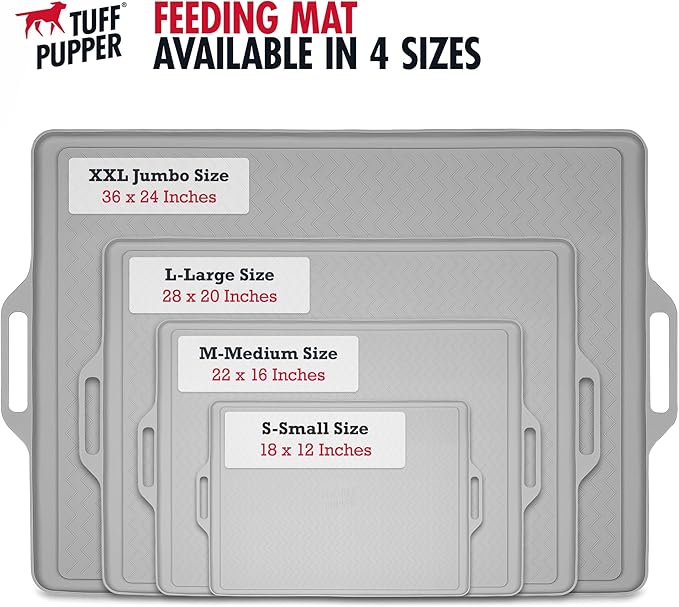 Tuff Pupper 22x16 Medium Dog Feeding Mat for Food and Water | Dog Food Mats for Floors | Waterproof Dogs Water Bowl Mats | Dogs Placemats Pet Food-Mat | Silicone Feeding Mat for Cats and Cat Bowls