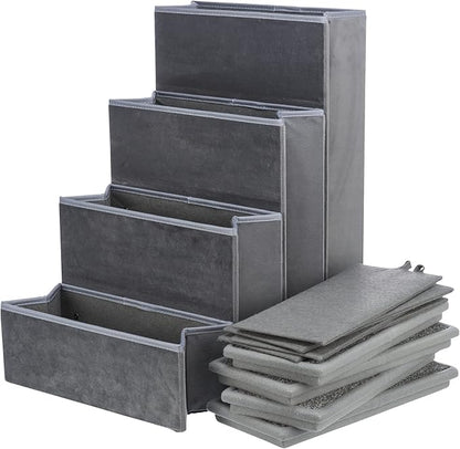Trixie Velour Dog Stairs with Tread Steps - 4 Step Pet Stairs for Beds and Couches - Foldable with Additional Storage Space - Gray