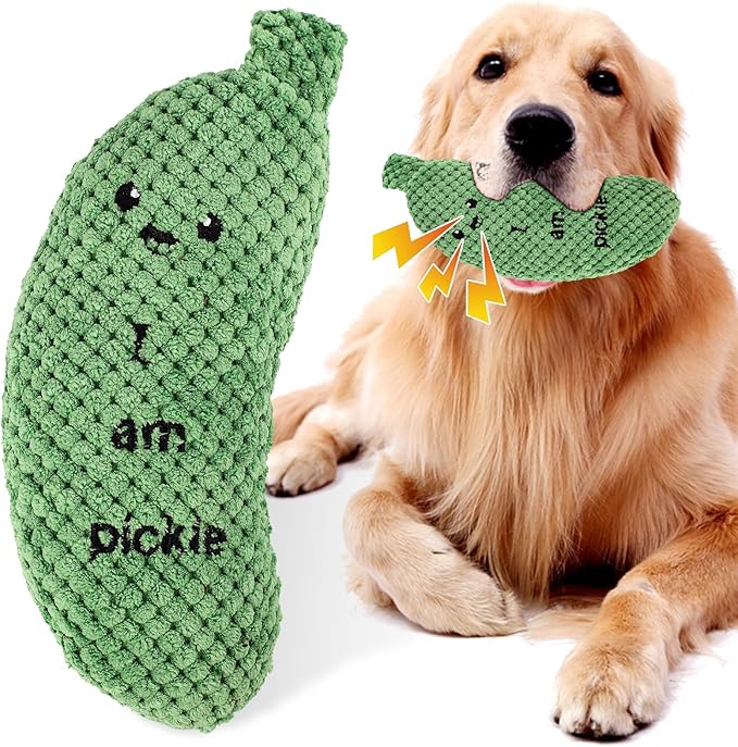 Pickle Squeaky Dog Toy, Funny Durable Dog Squeaky Toys for Aggressive Chewers Cute Plush Stuffed Pickle Toy Chewy Dog Toys for Small/Medium/Large Weed Dog Exercise and Accompany