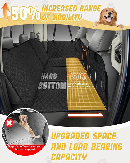 Angooni XL Dog Backseat Extender for Trucks - Hard Bottom 400lbs Load, Heavy-Duty Backseat Dog Hammock, Non-Slip & Waterproof Dog Seat Cover for F150, RAM1500, Silverado