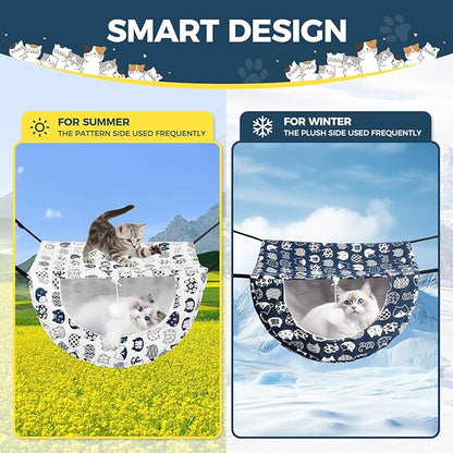Cat Hammock for Cage with Ball,Hanging Pet Hammock Bed Adjustable,Double Layer Soft Sleeping Hammock for Cats,Ferret,Puppy,Rabbits,Small Animals,1Pack (White)