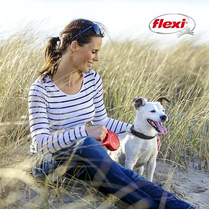 FLEXI New Classic Cord Retractable Dog Leash for Medium Dogs up to 44 lbs. – 26 ft., Black | Tangle-Free Pet Walking Leash with One-Handed Brake, Pause, Lock | German Quality Product