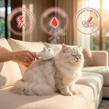 cat steam brush, misty defur comb, steamer hair brushes for indoor cats and other pets (Dogs, rabbit), groomer for shedding, massage, self-cleaning, anti-static, rechargeable grooming tool