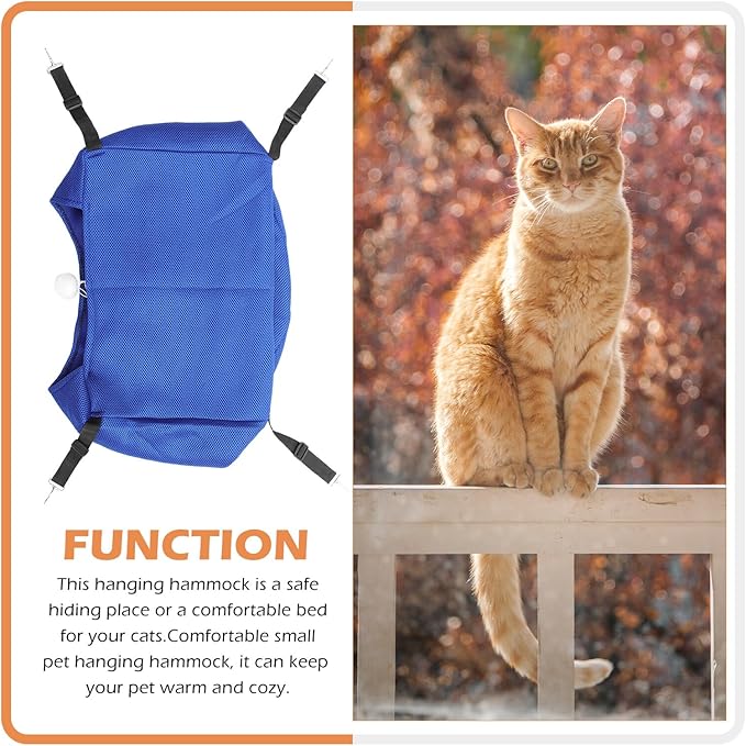 Cat Cage Hammock Bed Breathable Mesh Hanging Small Pet Bed Comfortable Kitten Nest Summer Washable Blue M for Indoor Cats